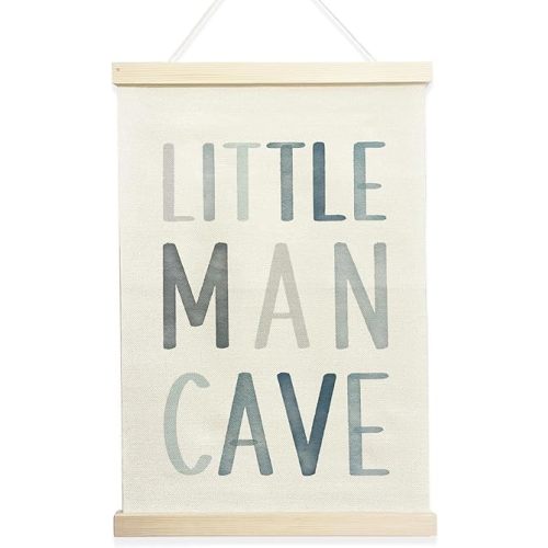 NQDWX Little Man Cave Banner Boys Room Wall Decor,Canvas Hanging Flag Poster Hanger Frame For Bedroom Playroom Kids Room Toddler Room 12x17 Inches.(033)