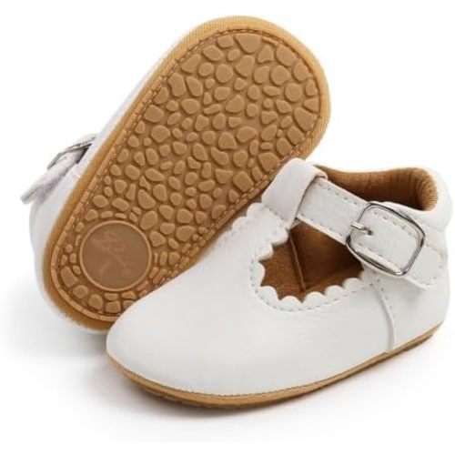 SOFMUO Baby Boys Girls Lace Up Leather Sneakers Soft Rubber Sole Infant Moccasins Newborn Oxford Loafers Anti-Slip Toddler Wedding Uniform Dress Shoes