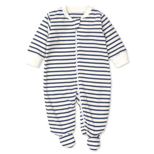 Kissy Love Basics Navy Stripes Zip Footie