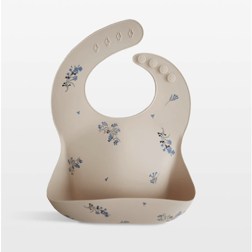 Mushie Lilac Flowers Silicone Baby Bib