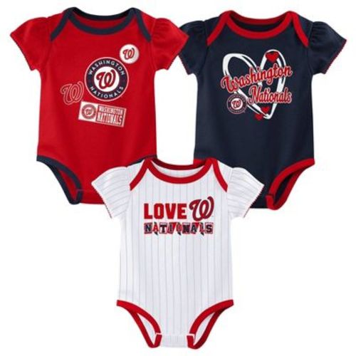 MLB Washington Nationals Infant Girls' 3pk White Bodysuit