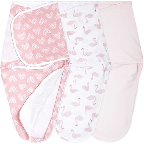 aden + anais Essentials Easy Swaddle Wrap Quick Change with Bottom Zipper, Snug Cotton Knit Baby Wrap Swaddle Blanket for Newborns, TOG 1.0, 3-Pack, Flowers Bloom, 0-3 Months, Small/Medium