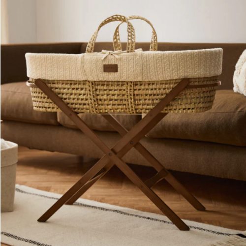 Organic Knitted Moses Basket, Mattress & Stand - Linen | The Little Green Sheep ‐ The Little Green Sheep