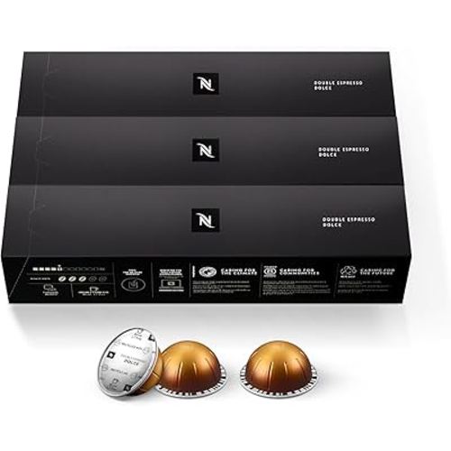 Nespresso Capsules Vertuo, Double Espresso Dolce, 30-Count Espresso Pods, Brews 2.7 oz.
