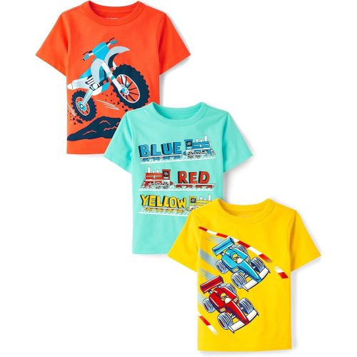 The Children's Place Baby-Boys and Toddler School,Learning Short Sleeve Graphic T-Shirts,3 Pack