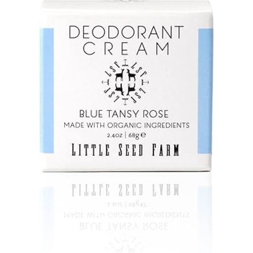 Little Seed Farm All Natural Deodorant Cream - Blue Tansy Rose - Aluminum Free Deodorant for Women or Men, Net Wt. 2.4oz | 68g
