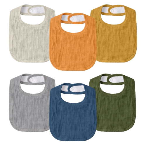 Gllquen Baby Muslin Cotton Cloth Baby Drool Bibs for Boys Girls with Adjustable Snap, 6 pack, Wood
