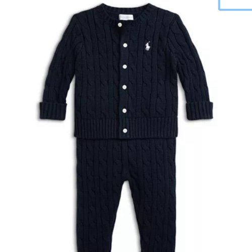 Ralph Lauren Cable Knit Cotton Cardigan & Pant Set - Baby