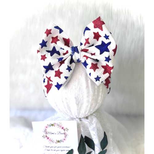 Patriotic Hair Bow, 4th of July Hair Bow, Star Print Hair Bow, Red, White, Blue Hair Bow, Pinwheel Hair Bow, Headwrap Bow, USA, Baby Gift