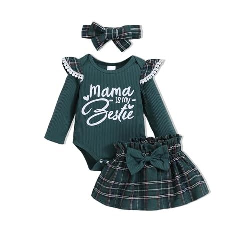 PaPaai Sara Newborn Infant Clothes Baby Girl Dress Summer Toddler Outfit Cute Girl Romper Skirt Set+Headband
