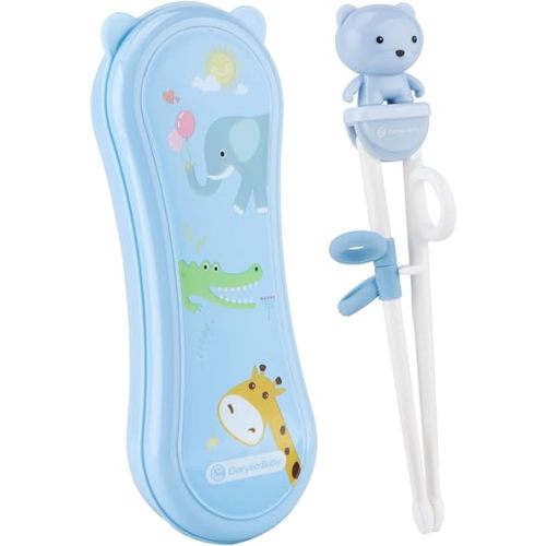 Kids Chopsticks - Made of High Quality Food Grade Material - Great Chopsticks for Kids - Includes Sturdy and Practical Portable Box (Brown)