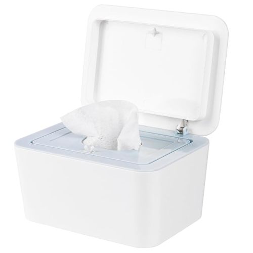 Baby Wipes Dispenser, One-Handed Wipes Container, Light Blue | Baby Wipes Holder with Non-Slip Base, Keeps Wipes Fresh, Easy to Open, Fits Adults & Babies