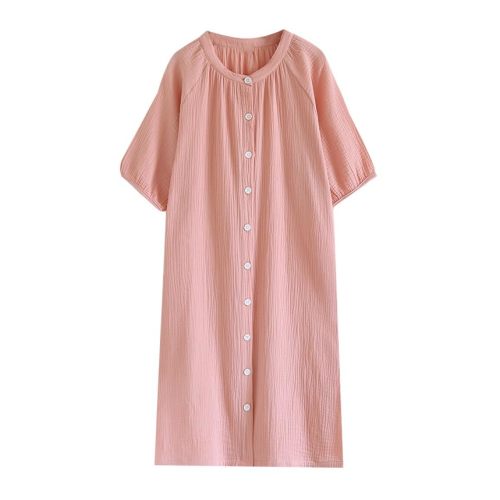 codcm Womens Cotton Gauze Nightgown Button Down Nightshirt House Dress Comfy Sleep Shirt