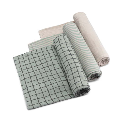 Parker Baby Swaddles - 3 Pack Infant 100% Cotton Muslin Female Swaddle Blankets - Sage Set