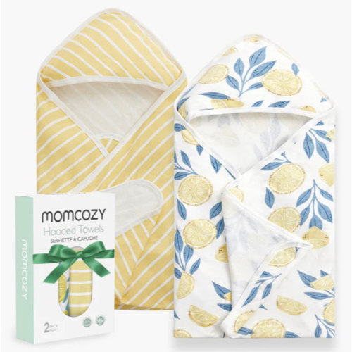 2-Pack Momcozy Baby Hooded Towels - Lemon Design