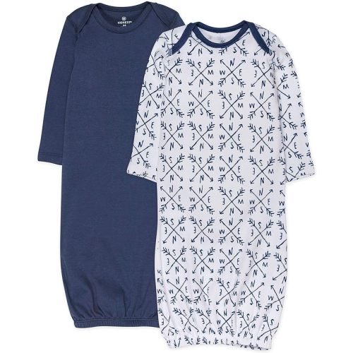HonestBaby unisex-baby 2-pack Sleeper Gowns Layette Sets 100% Organic Cotton for Newborn Baby Boys, Girls, Unisex