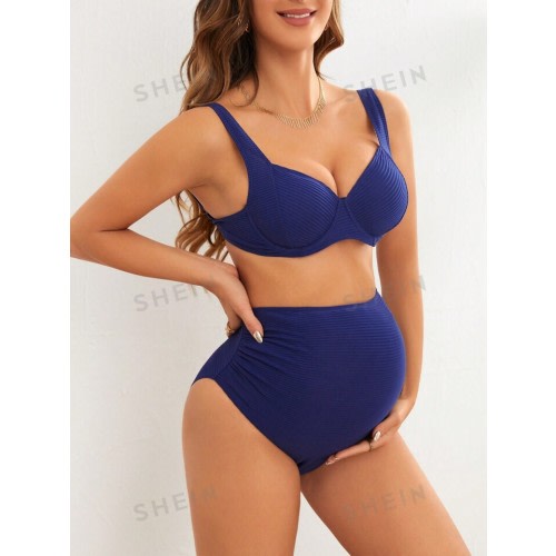 SHEIN Maternity Solid Color Swimsuit Beachwear Carnival