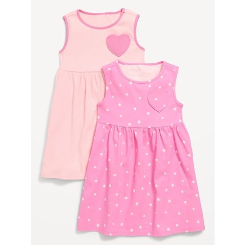 Sleeveless Heart-Pocket Dress 2-Pack for Toddler Girls