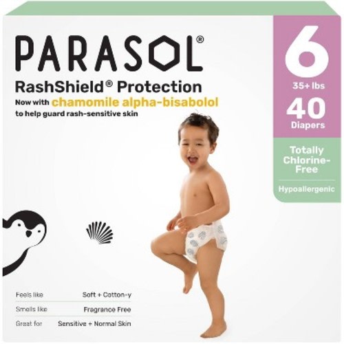 Parasol Chlorine-Free Diapers with RashShield Protection - Size 6 - 40ct