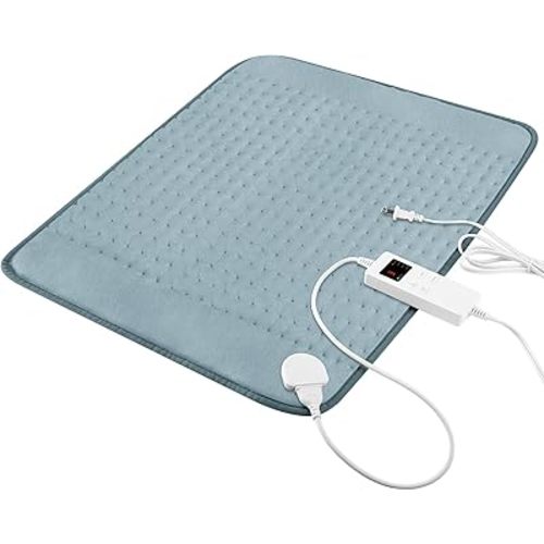 Heating Pad for Period Cramps, Electric Heating Pad for Neck & Shoulders & Back with 6 Heating & 4 Timer Setting, Christmas Gift for Women, Girl, Sister, Her(Gray, 20'' x 24'')