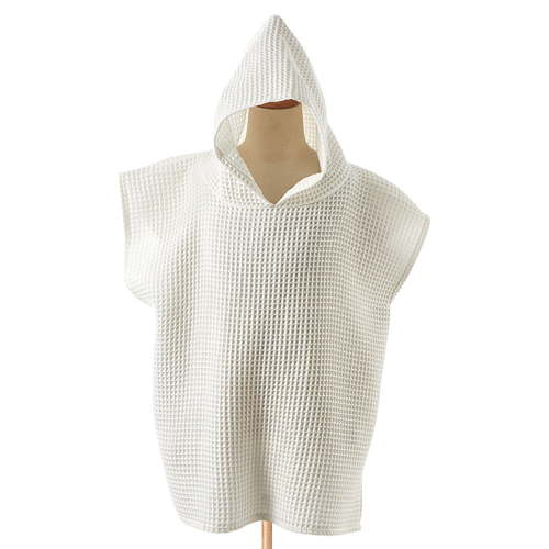 BRGZLK 3-8 Years Children's Waffle Hooded Bathrobe Summer Trendy Solid Sleeveless Poncho Towel Quick Dry Water Absorbing Robe for Beach Pool White Free Size