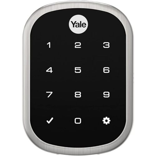 Yale | LiftMaster Smart Lock with Touchscreen Deadbolt- Works with myQ App & Key by Amazon in-Garage Delivery when paired with Smart Garage Hub (sold separately), Satin Nickel