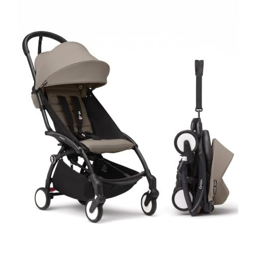 Stokke YOYO3 Travel Stroller from 6 Months, Easy Fold, Black/Taupe | Includes Frame, Seat Cushion, & Canopy, Light & Compact, Carry-on Compatible, Storage in Zip Back Pocket & Under Seat Basket