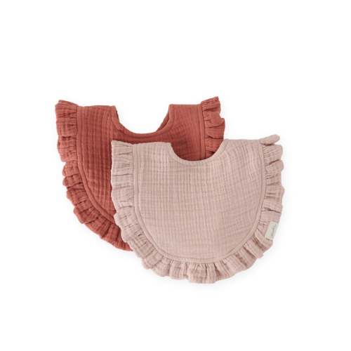 Muslin Ruffle Bib Set of 2 - Fawn & Sienna