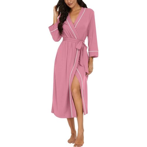 PrinStory Womens Robe Long Knit Bathrobe Lightweight Soft Robes Ladies Bath Robe