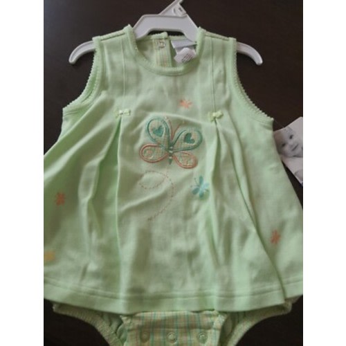 NEW Vintage Baby Soft Basics Girl Carter's 3-6 Month green Dress Romper