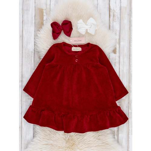 Scarlet Corduroy Ruffle Hem Dress