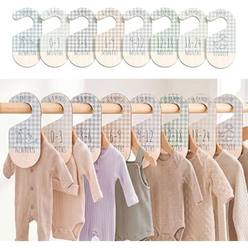 Baby Closet Dividers - Blue Baby Clothes Organizer for Nursery Decor, Storage & Organization - 8 Size Closet Dividers for Hanging Clothes, Gender Neutral Nursery Must Haves & Essentials