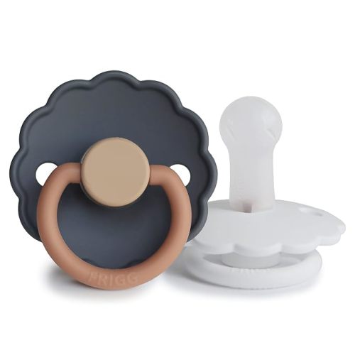 FRIGG Daisy SilkySoft Silicone Baby Pacifier | Made in Denmark | BPA-Free (Aurora/Bright White, 6-18 Months)