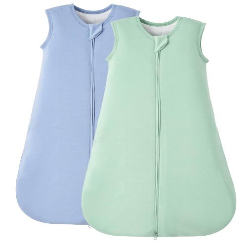 Duomiaomiao Rayon Made from Bamboo Baby Sleep Sack 1.0 TOG, 2 Pack of Buttery Soft Wearable blanket Baby, Baby Sleeping bag for Unisex Baby