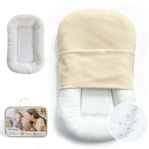 LOVE MAGE Baby Lounger Pillow for Newborn 0-12 Months, Portable Infant Nest with Removable Cover, Soft & Breathable Lounger for Baby Boys and Girls