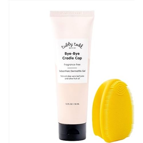 TUBBY TODD Cradle Cap Baby Hair Treatment Kit - Includes Bye-Bye Cradle Cap Gel & Cradle Cap Silicone Brush - Gentle for Babies’ Sensitive Skin - 1.8 Fl Oz