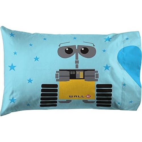 Jay Franco Pixar Wall-E Robo Love 1 Pack Pillowcase - Double-Sided Kids Super Soft Bedding