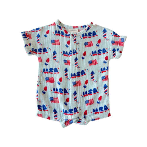 Muslin Henley Shortall, 4th of July Blue