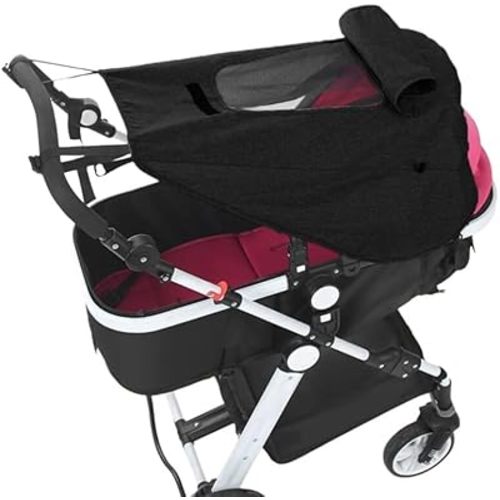 Waterproof Baby Stroller Sun Shade Stroller Shade Extender Canopy Pram Sun Protection UPF50+ Blackout Cover Shield Pushchair Baby Car Seat Strollers Awning Sunshade Extension with Viewing Window