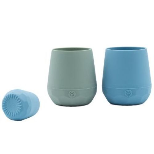 WeeSprout Silicone Baby Training Cups, Set of 2 Soft Silicone Cups - Matte Blue & Matte Green
