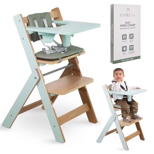 Trip Trapp Foldable Baby High Chair for Babies and Toddlers, for Age 6 Months Convertible, Adjustable Wooden High Chairs,5 Point Harness, Cushion, Cotton Bib, Hand Made, Easy to Clean