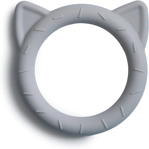 mushie Silicone Baby Teether Toy | Cat (Stone)
