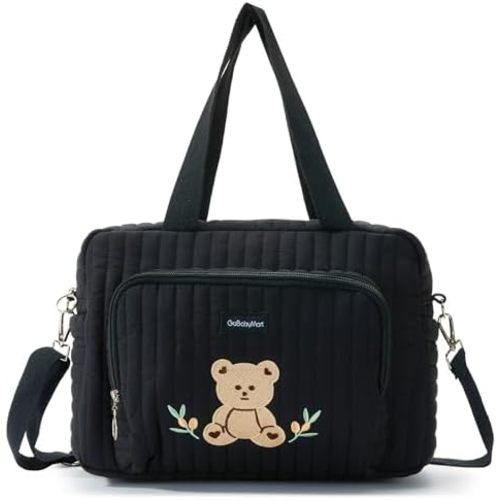 GOBABYMART Small Diaper Bag Tote, Maternity Baby Bag with Insulated Bottle Pockets & Stroller Straps, Diaper Bag for Moms