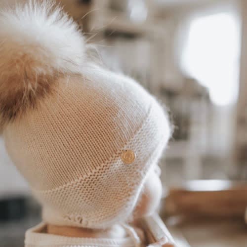Cashmere Aviator Pom Hat - Oatmeal