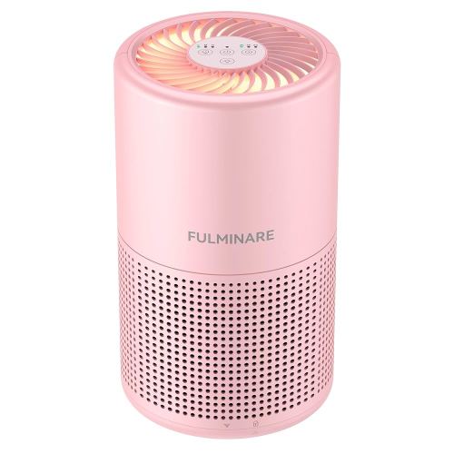 FULMINARE Air Purifiers for Bedroom H13 True HEPA Air Filter, Quiet Air Cleaner With Night Light, Portable Small Air Purifier for Home, Office, Living Room (Pink)