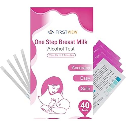 Alcohol Test Strips for Breastmilk,Detects Alcohol in 2 Mintues, High Sensitivity to 0.02%（20mg/dL, Simple Breastmilk Dip Test, Fast and Easy to Use for Breastfeeding Moms-40 Test Strips