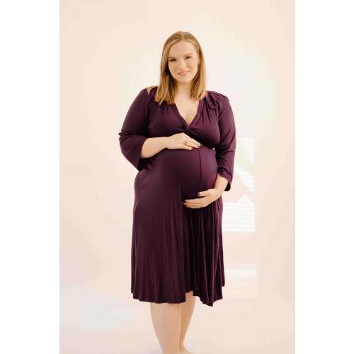 Lila Labor & Postpartum Gown in Plum