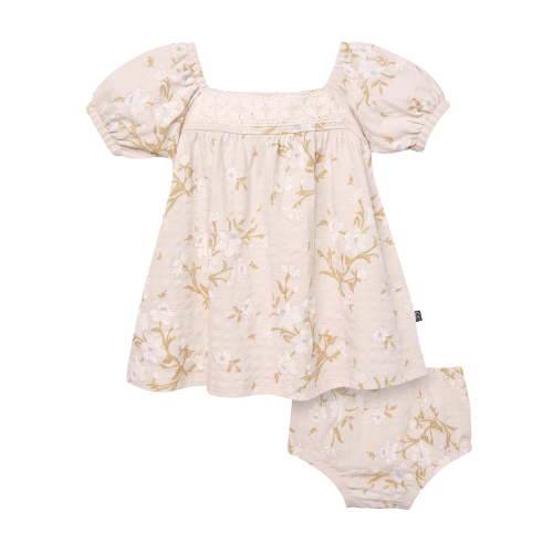 Modern Moments by Gerber Baby Girl Puff Sleeve Dress and Diaper Cover, 2-Piece, Sizes 0/3 Months - 24 Months