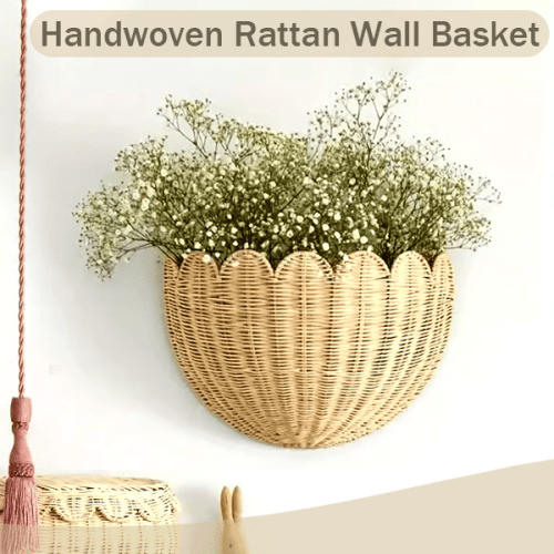 Chic Handwoven Rattan Wall Basket