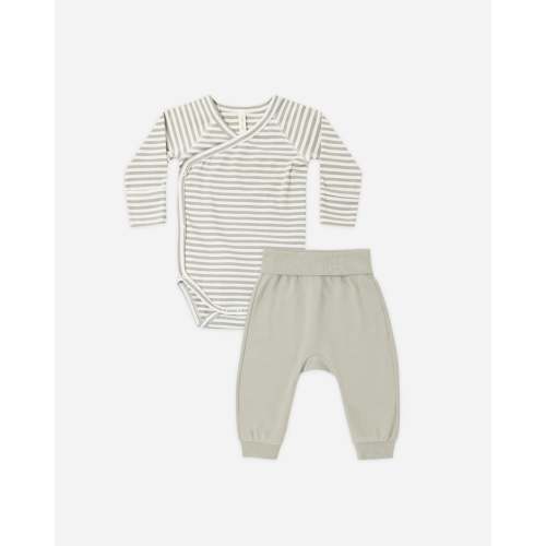 Side Snap Bodysuit + Pant Set Laurel Stripe – Quincy Mae